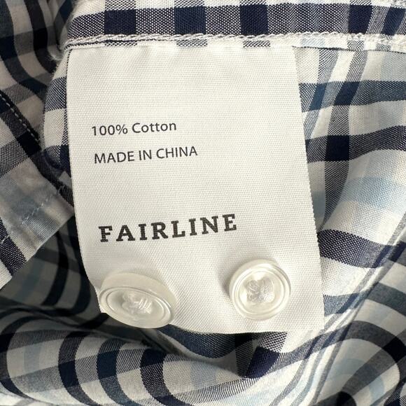FAIRLINE White Blue Plaid Long‎ Sleeve Collared Button Up Slim Fit Shirt M - Picture 4 of 7